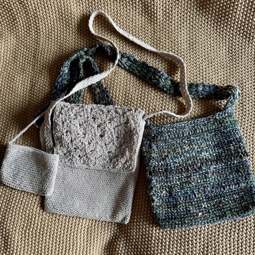 2 Macramé/ Crochet Casual Crossbody Purses